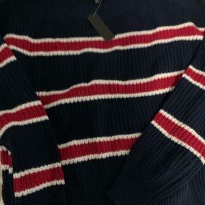 Brand new navy and red sweater